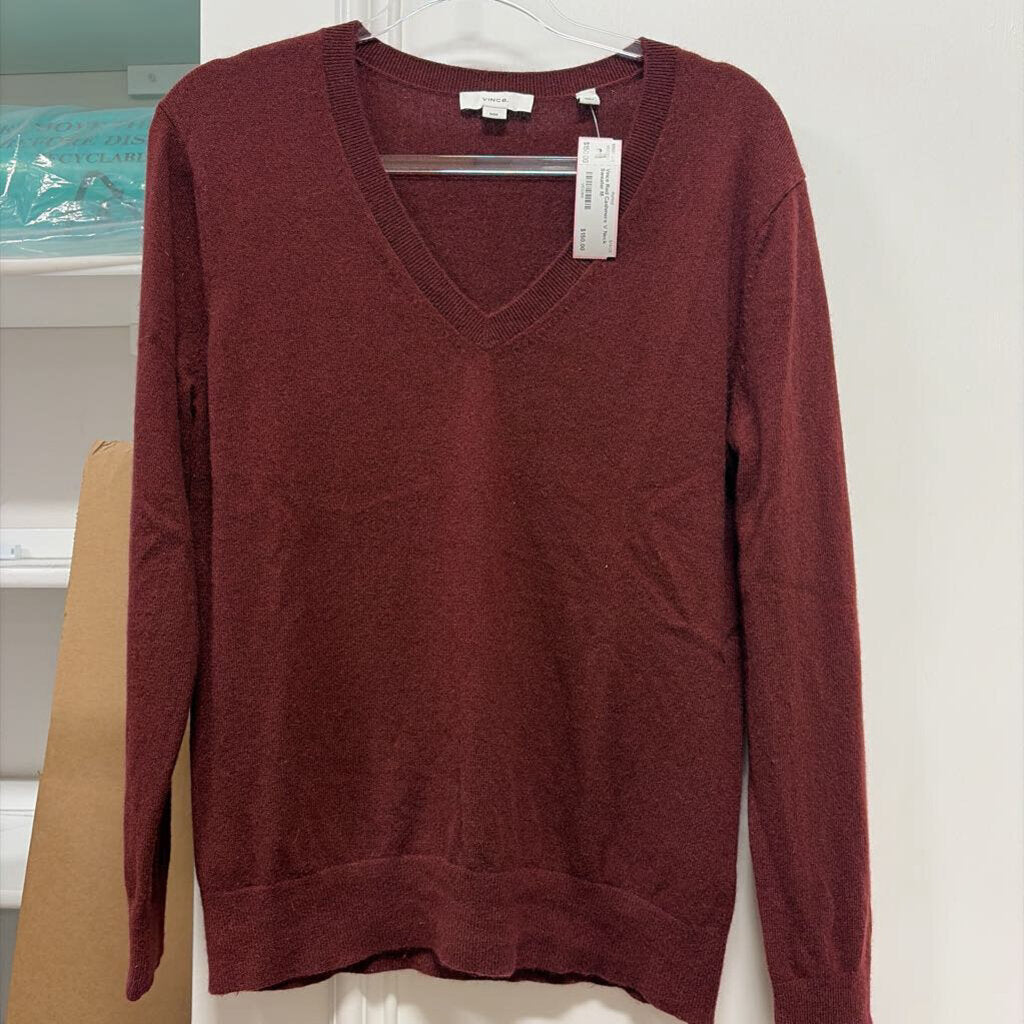 Red Cashmere V Neck Sweater