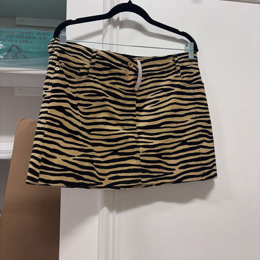 Brown Zebra Velvet Mini Skirt