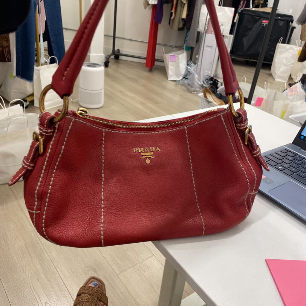 Red Leather Shoulder Bag