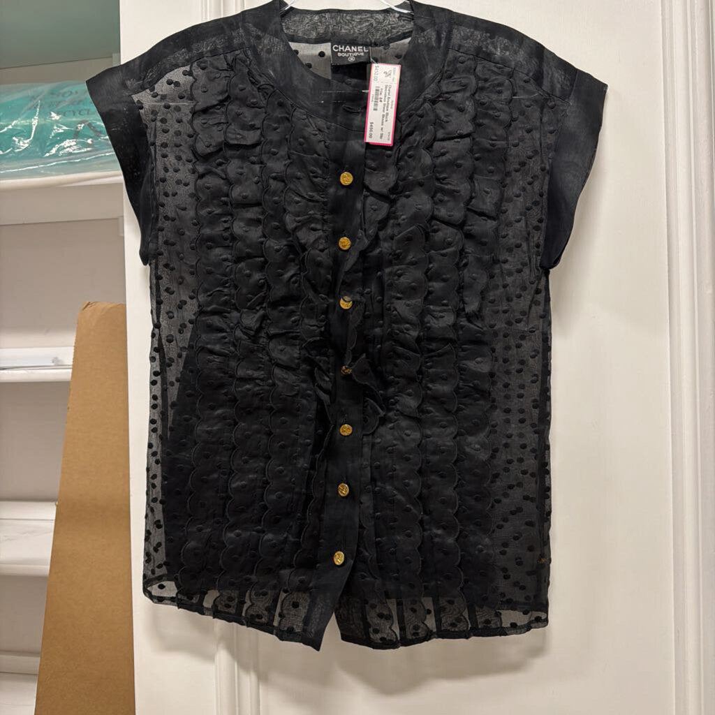 Black Sleeveless Sheer Blouse w/ Slip