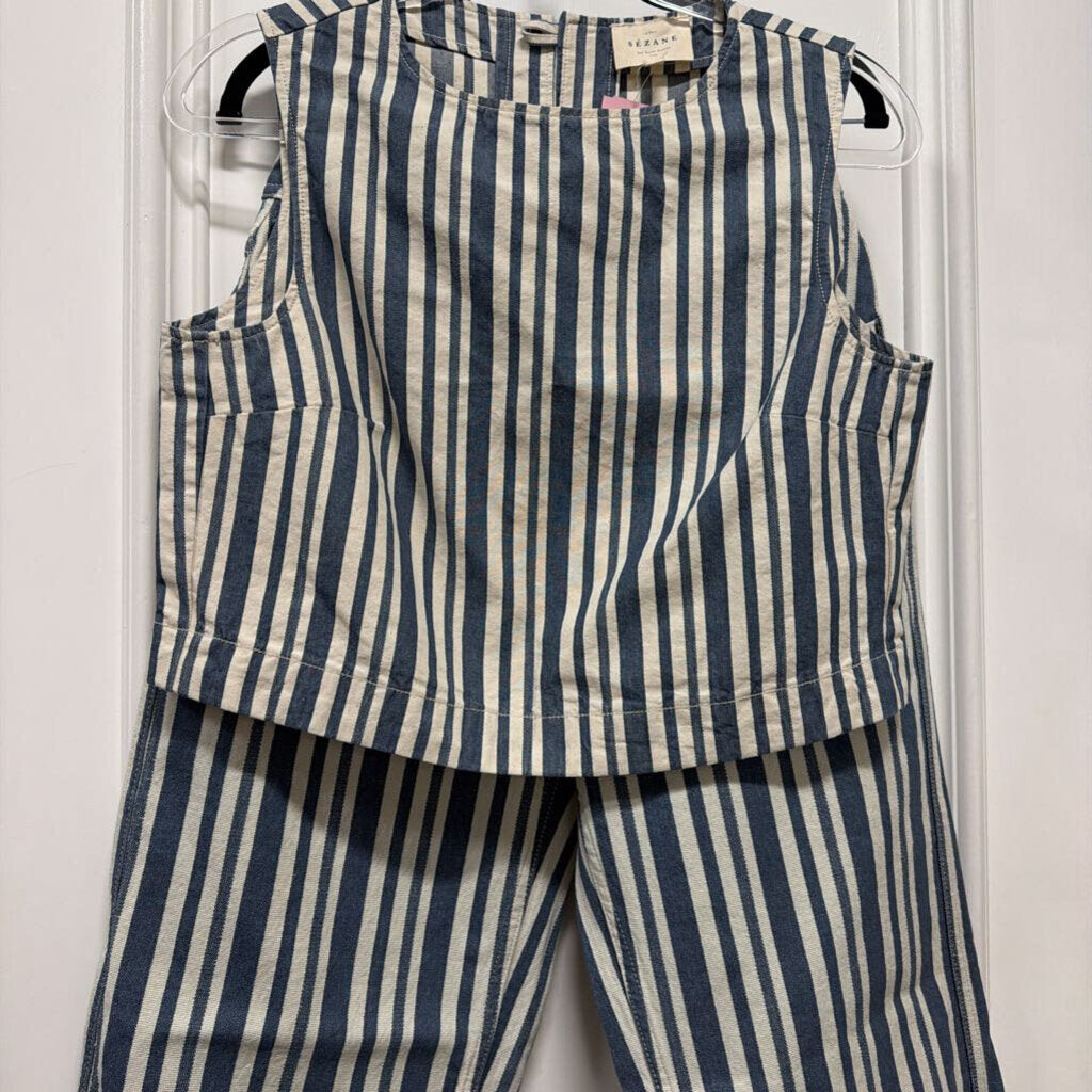 Blue/White Cotton Top/Pant SET