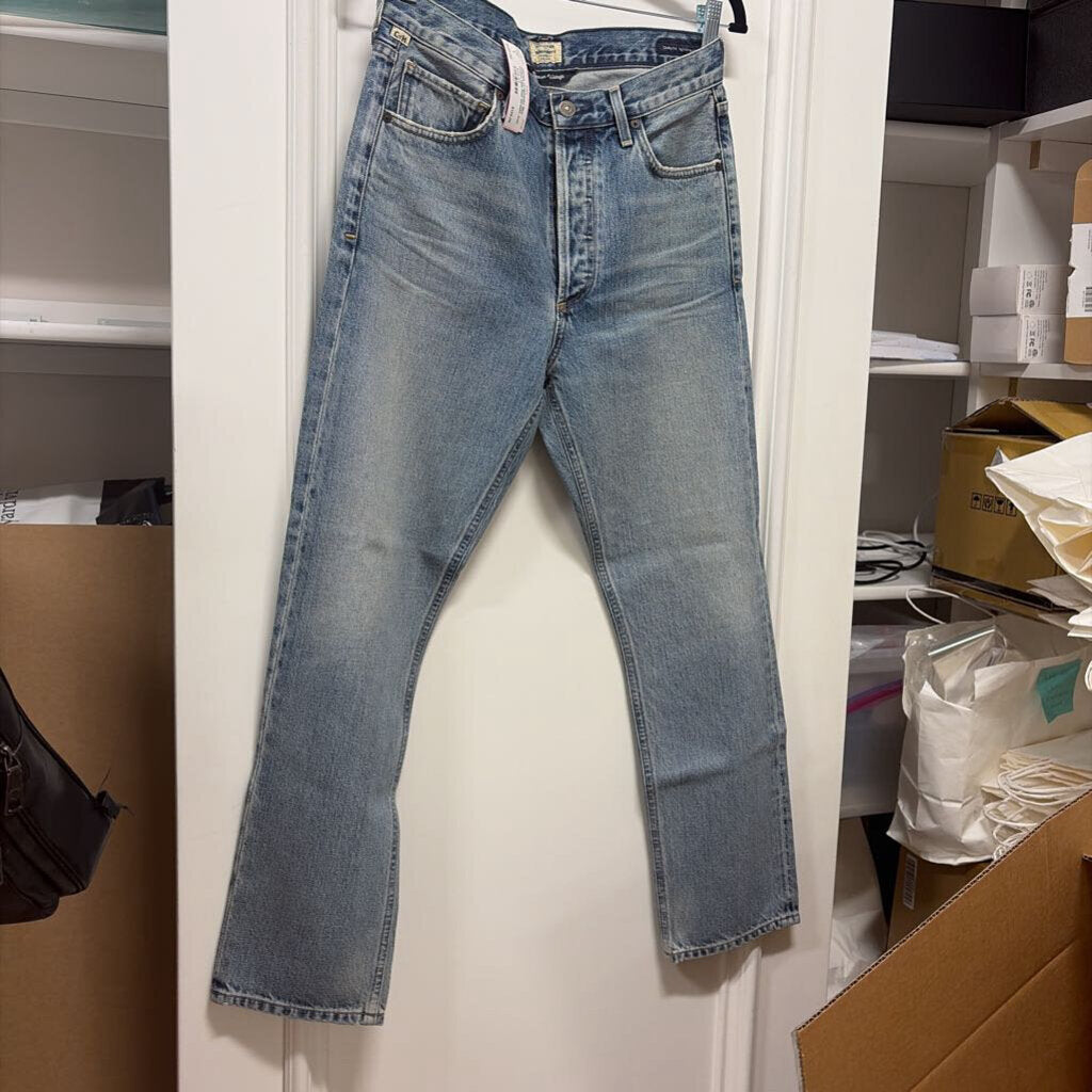 Blue Cotton High Rise Straight Jean