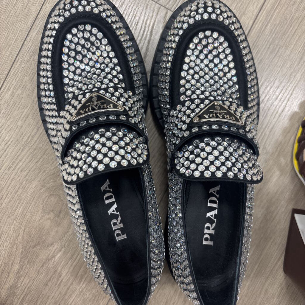 Blacl Crystal Platform Loafer
