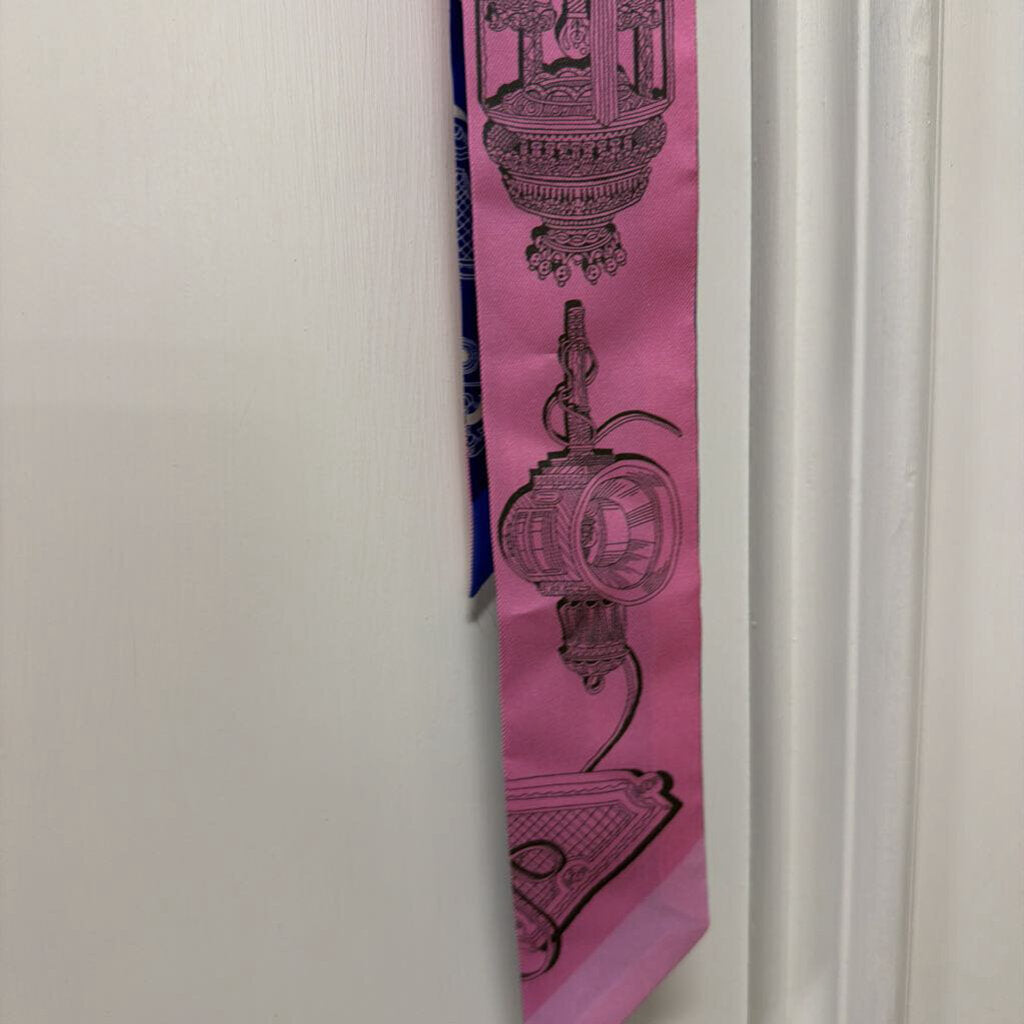 Pink Blue Silk Twilly