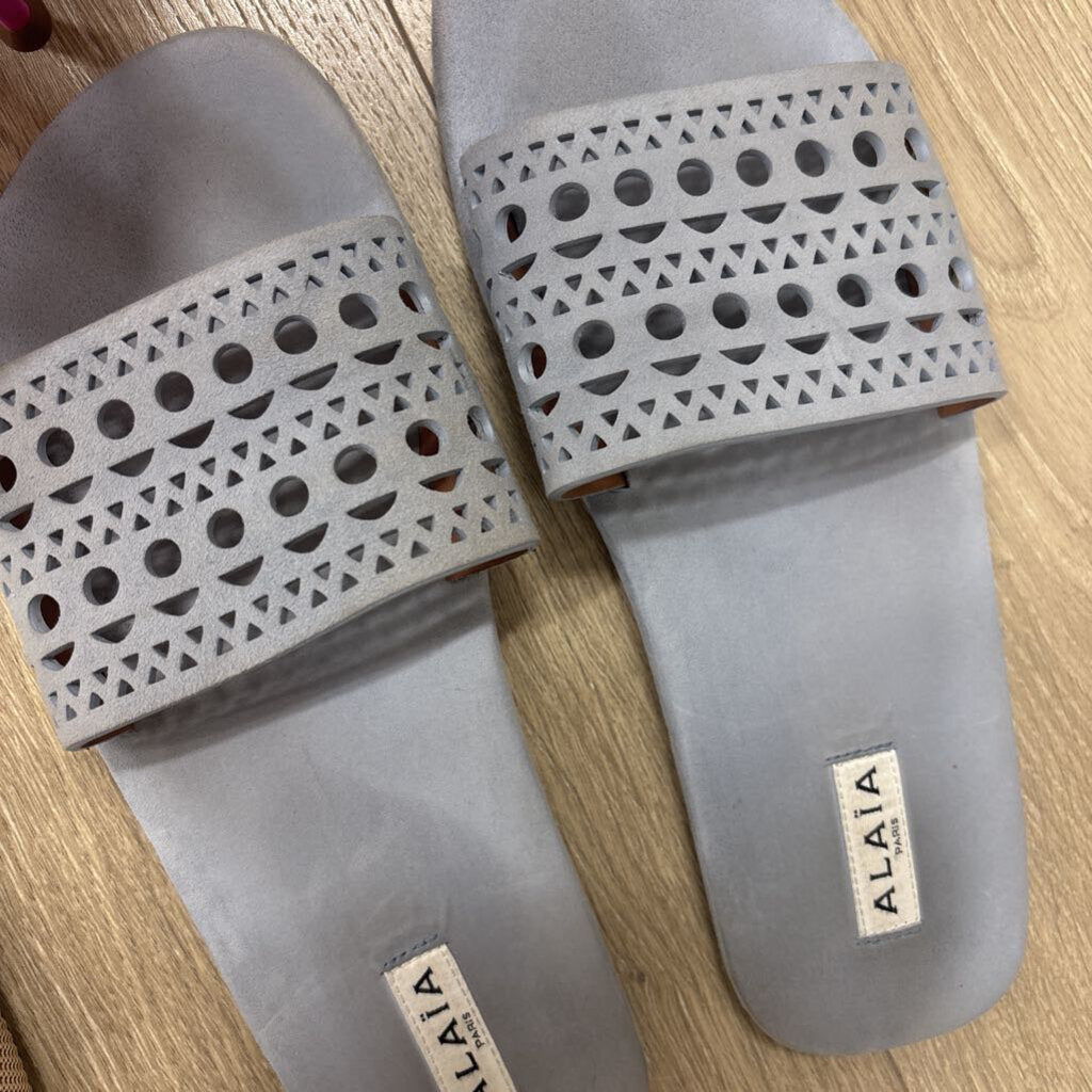 Blue Suede Cutout Sandal