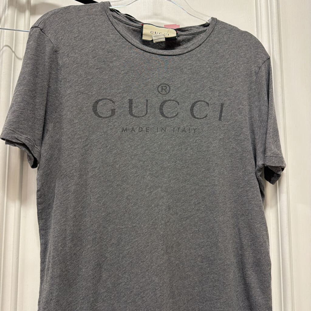 Gray Cotton Logo Tee