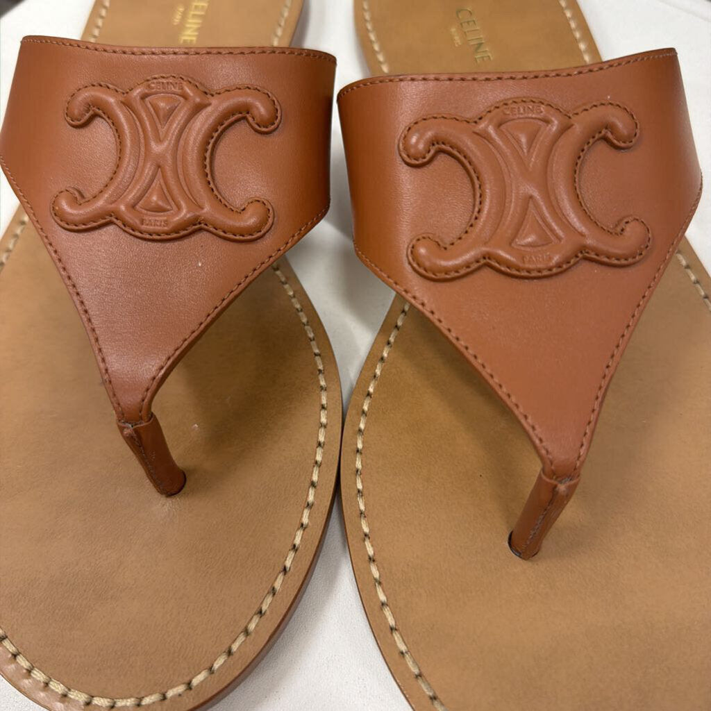 Celine Brown Leather Triomphe Sandal