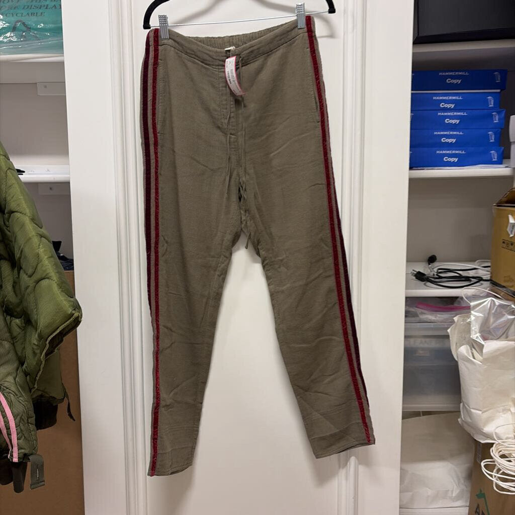 Olive Green Cotton Tie Waist Pant, XS