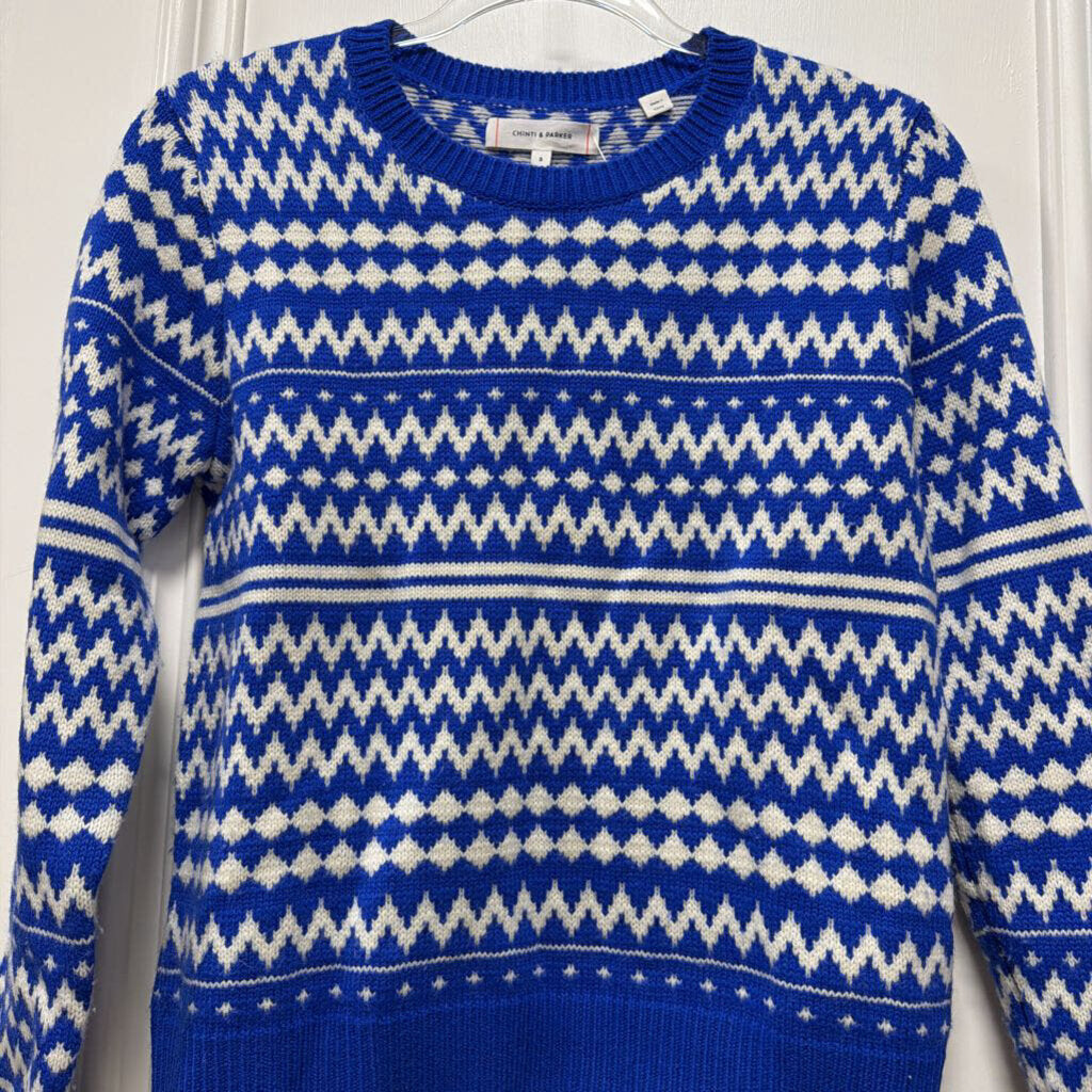 Blue/White Wool/Cash Sweater