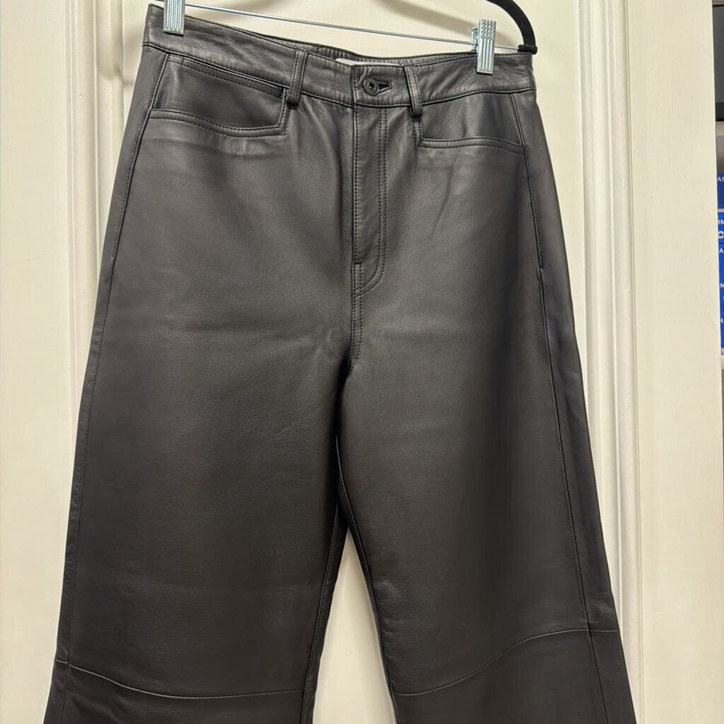 Black Leather Wide Leg Pants