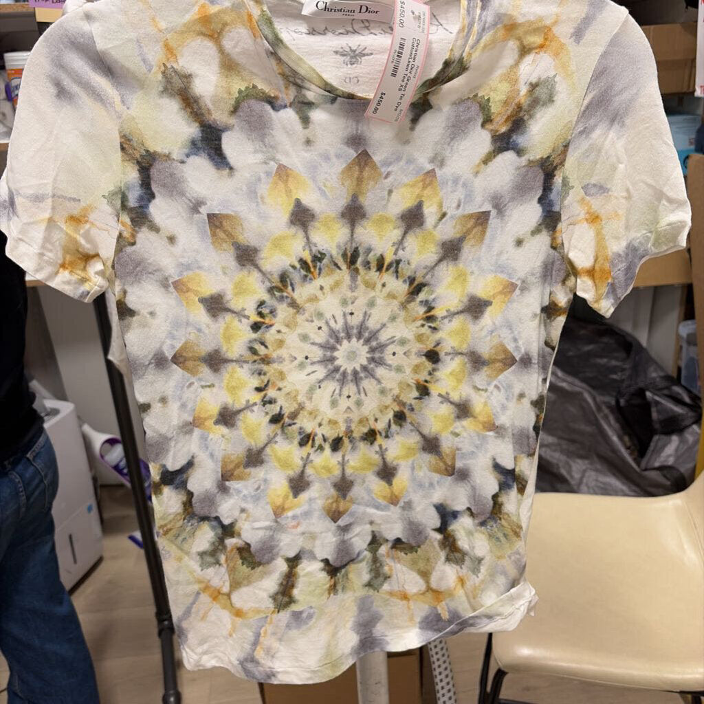 Green Tie Dye Cotton/Linen Tee