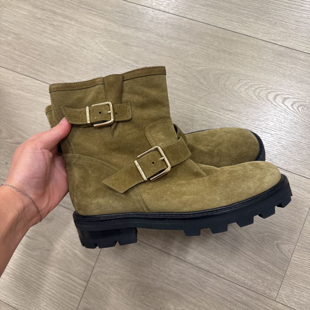 Jimmy Choo Green Suede Biker Boot