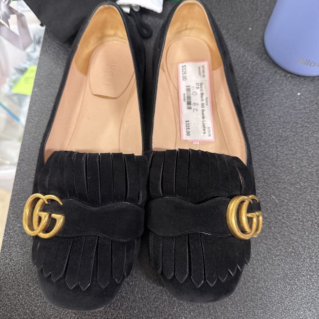 Black GG Suede Loafers