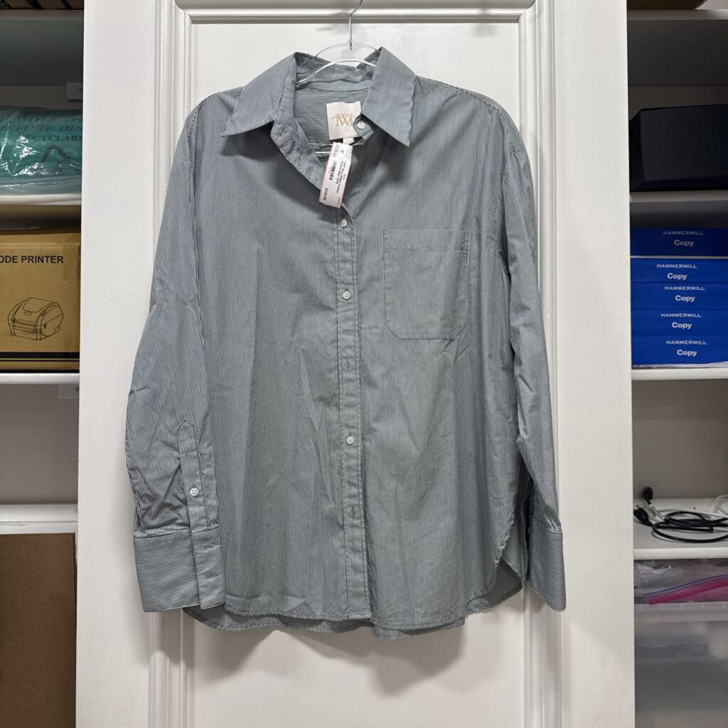 Grey/White Cotton Striped Shirt