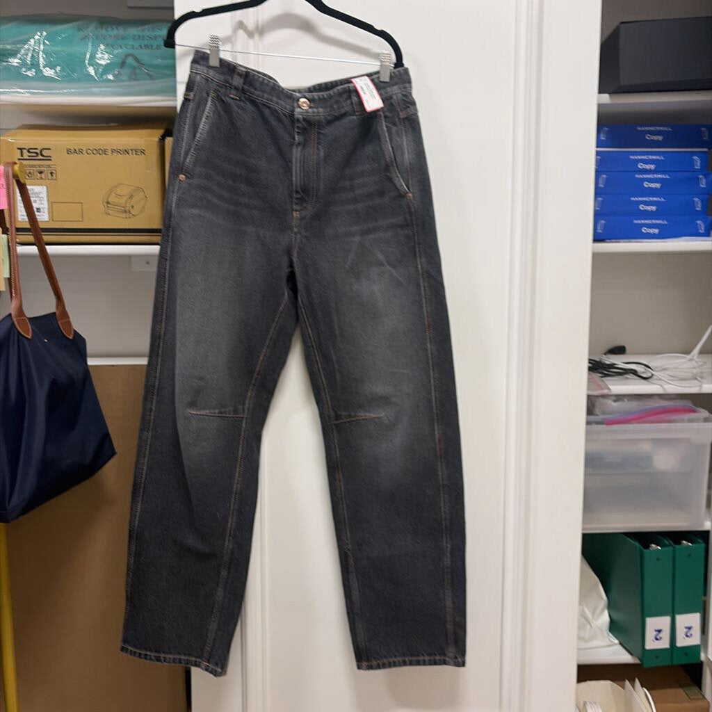 Washed Black Barrel Leg Jeans