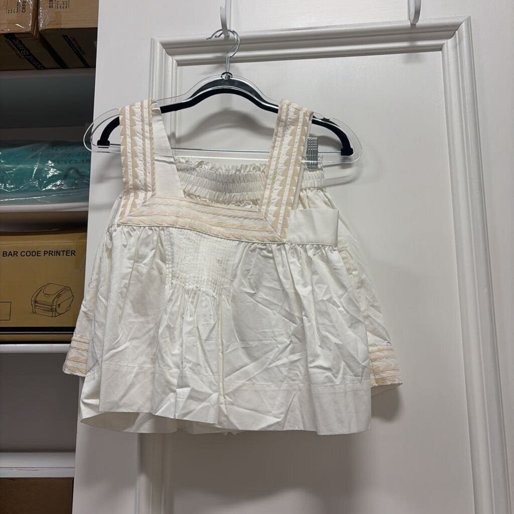 White/Beige Cotton Embroidered Top + Short SET (NWT)