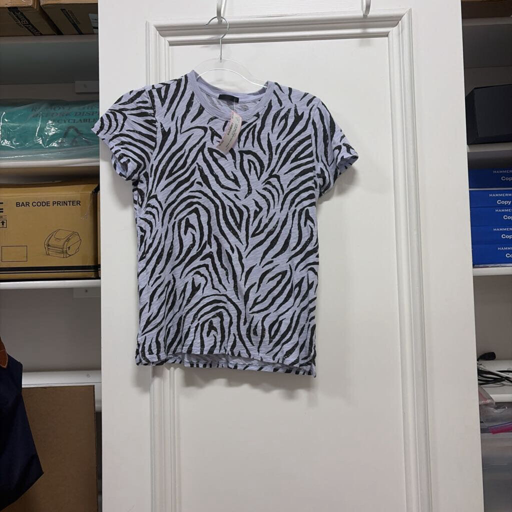 Blue/White Zebra Stripe Cotton Tee