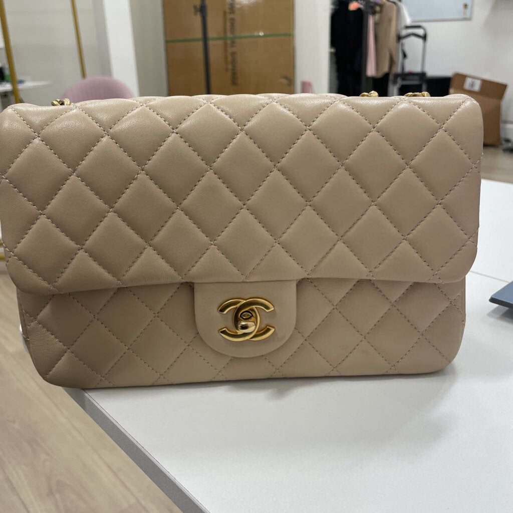 Gold Lambskin Flap Bag