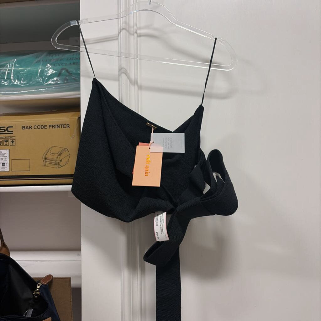 Black Poly/Nylon One Shoulder Top (NWT)