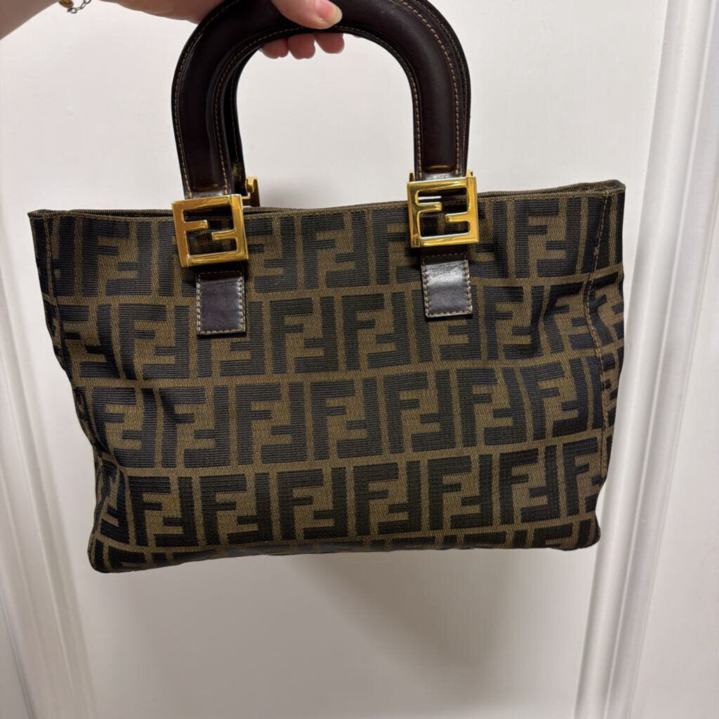 Brown Canvas Monogram Tote