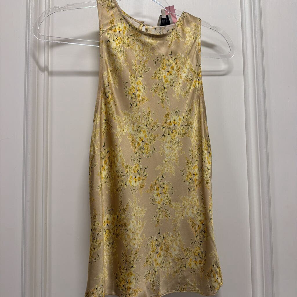 Brown Floral Silk Tank