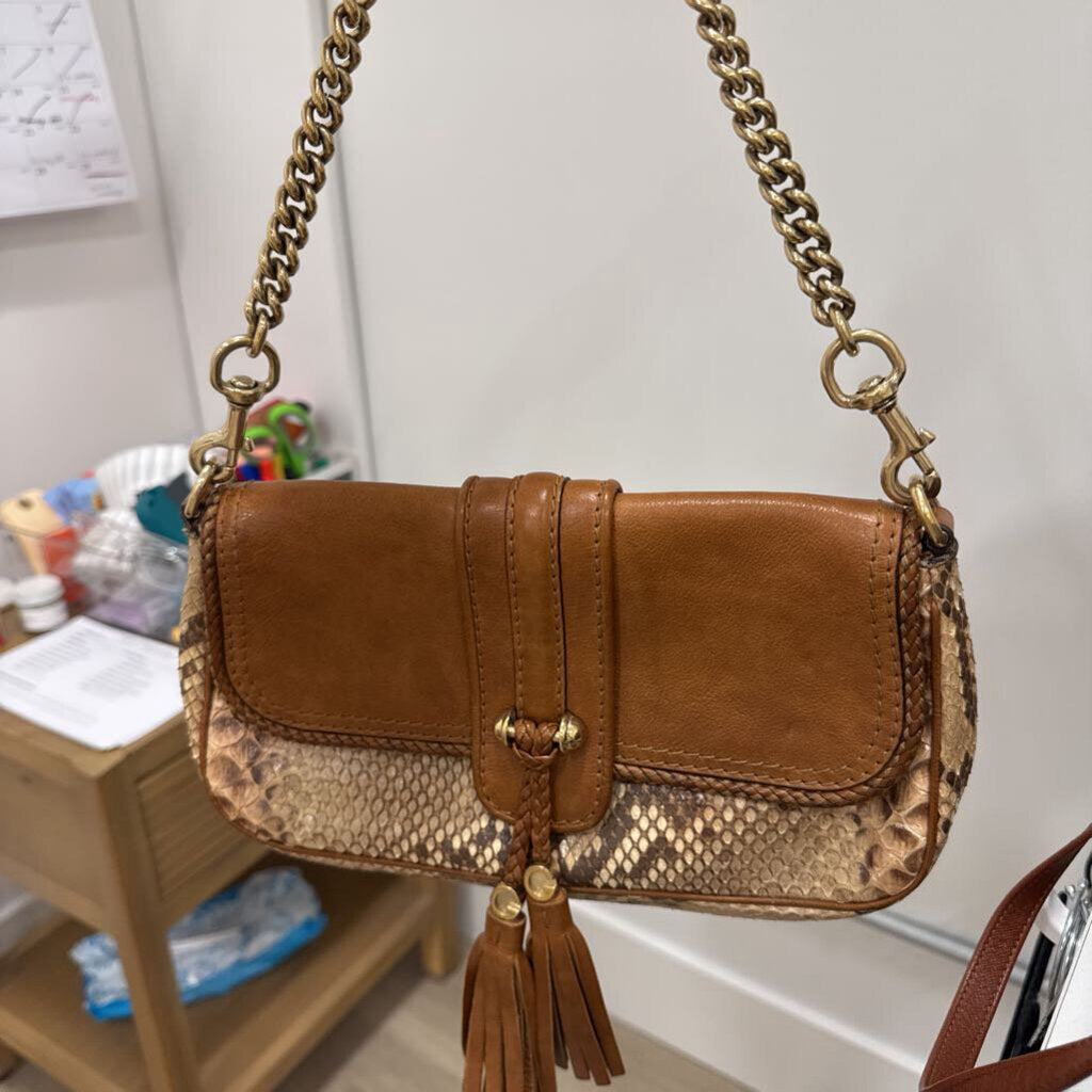 Brown Python Leather Shoulder Bag