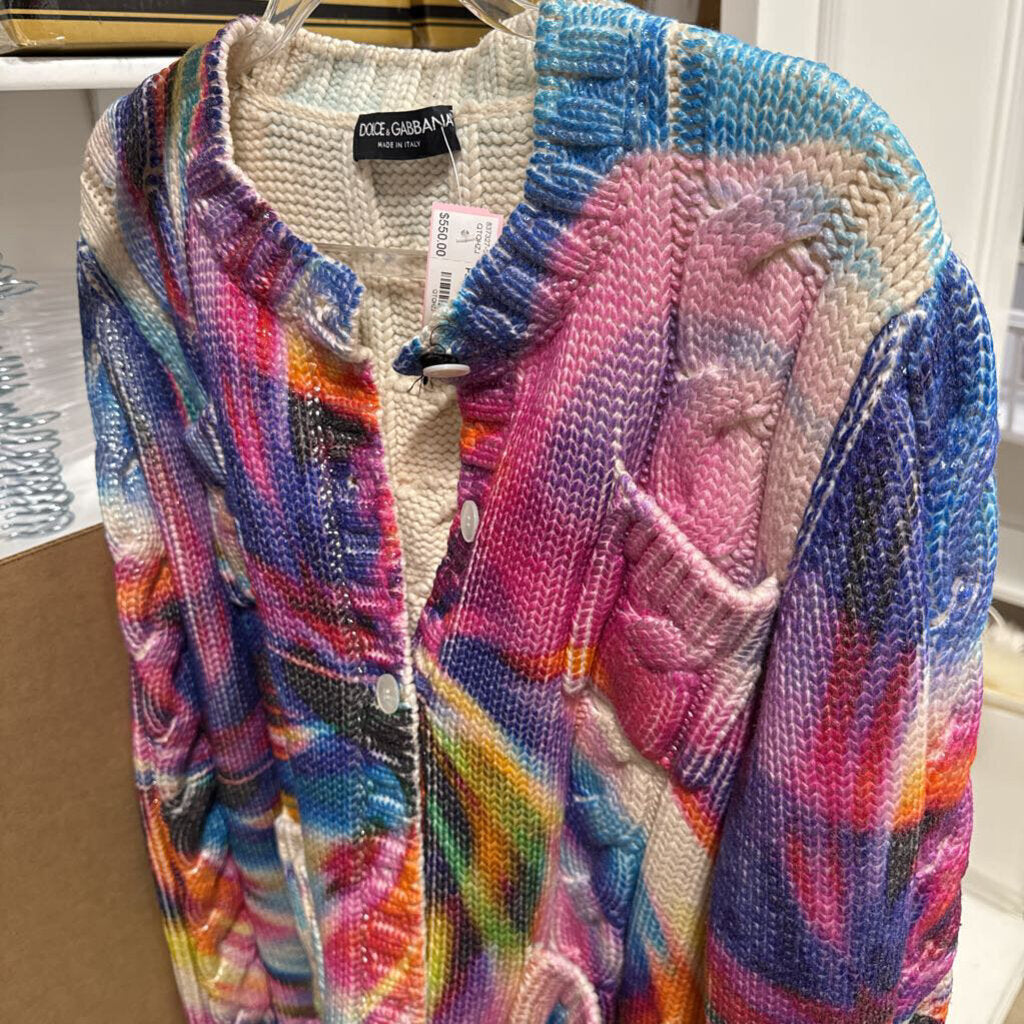 Multicolor Painted Wool/Cashmere Cardigan