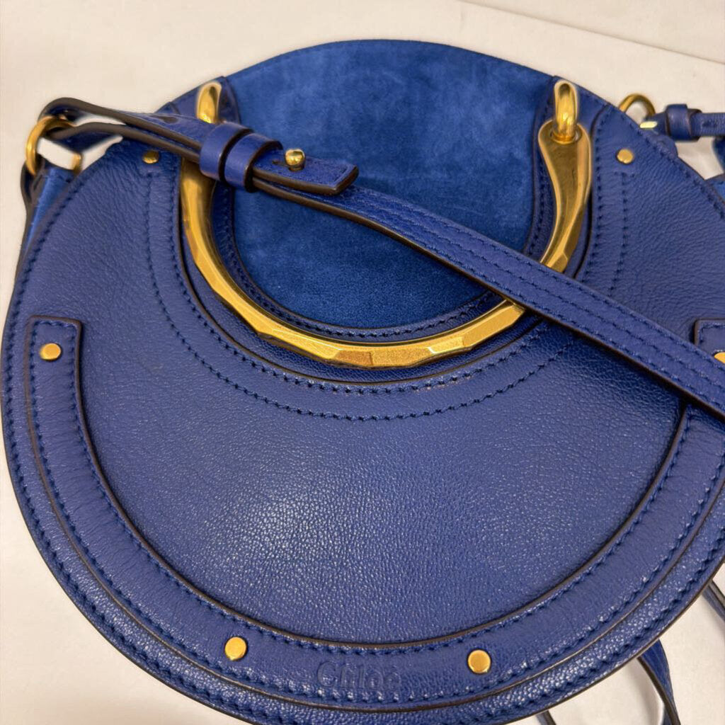 Blue Suede Leather Pixie Crossbody