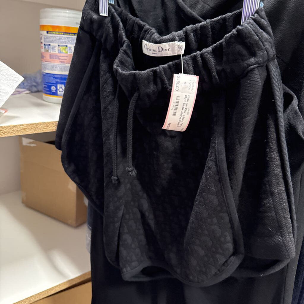 Black Terry Cloth Draw String Short