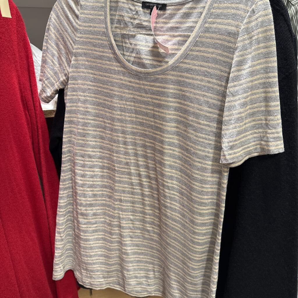 Gray/Gold Stripe Viscose Tee