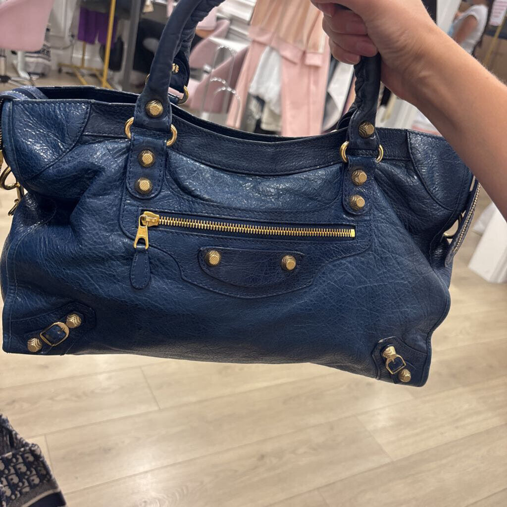Blue Leather City Bag