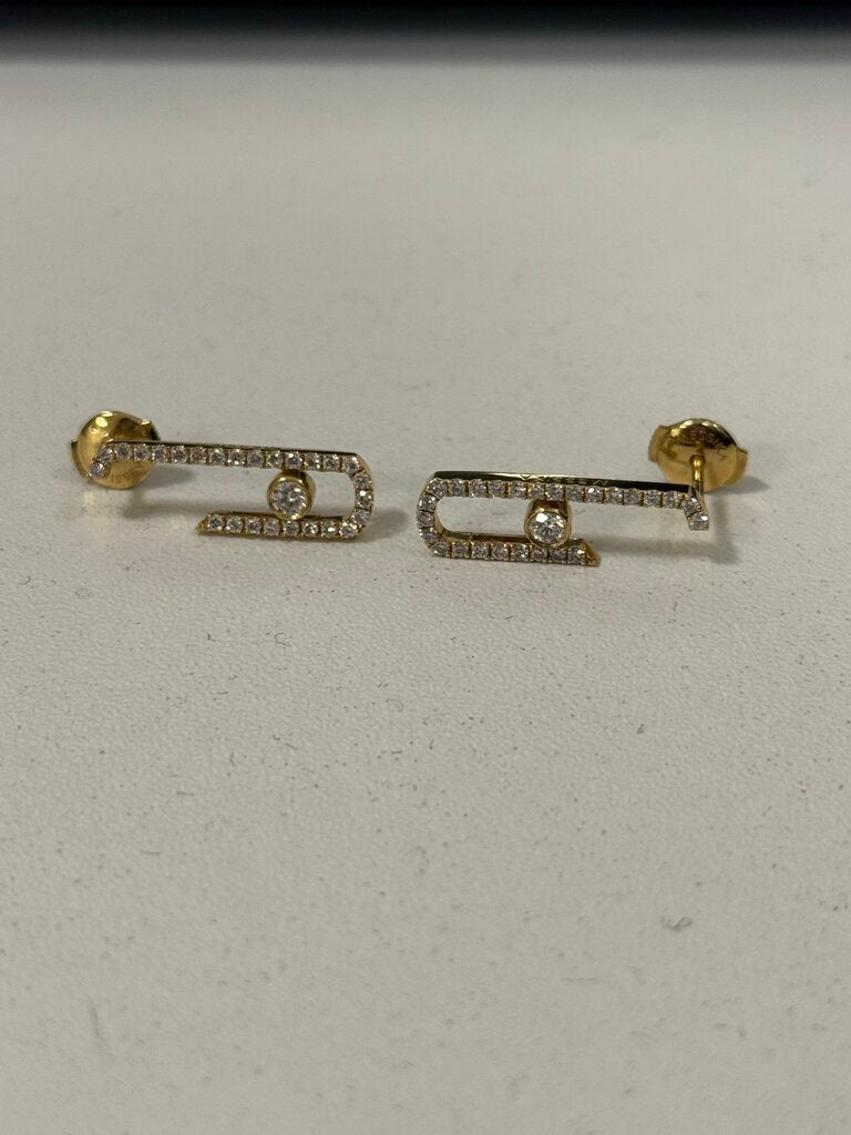 18k Yellow Gold Pave Diamond Move Addiction Earrings