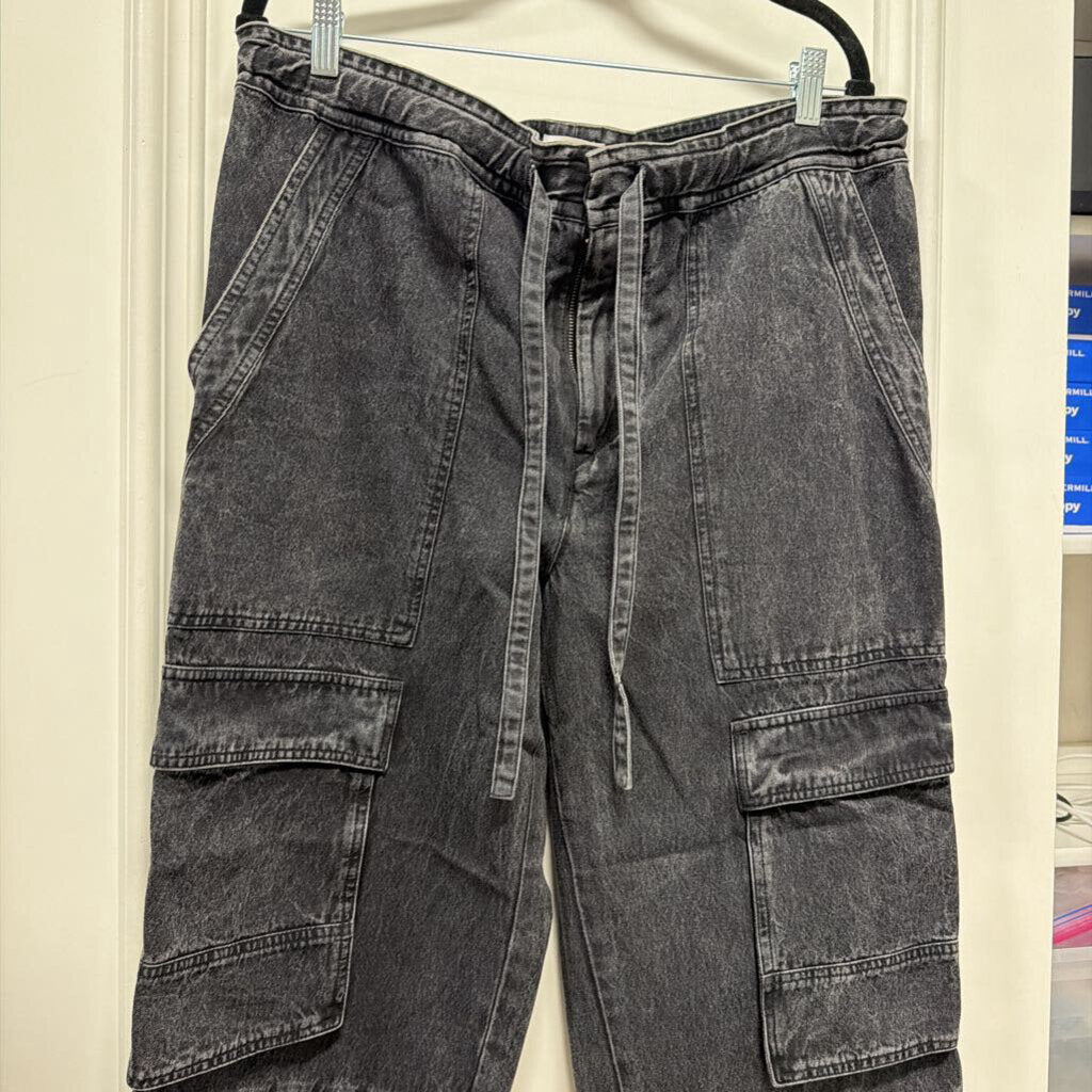 Faded Black Denim Cargo Jeans (R.555)