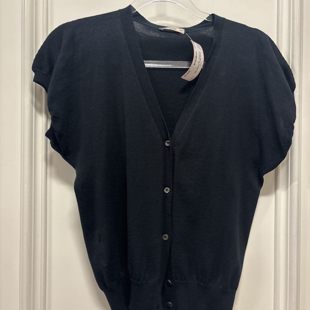 Black Cotton SS Cardigan