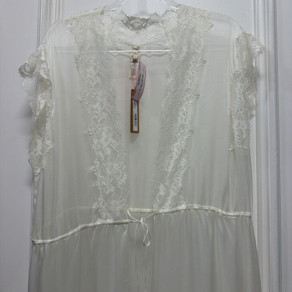 White Silk Lace Trim Robe (NWT $278)