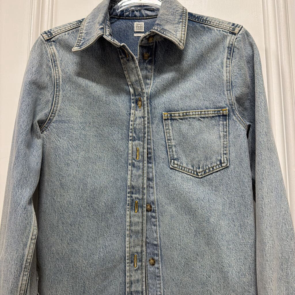 Light Wash Denim Button Up Top