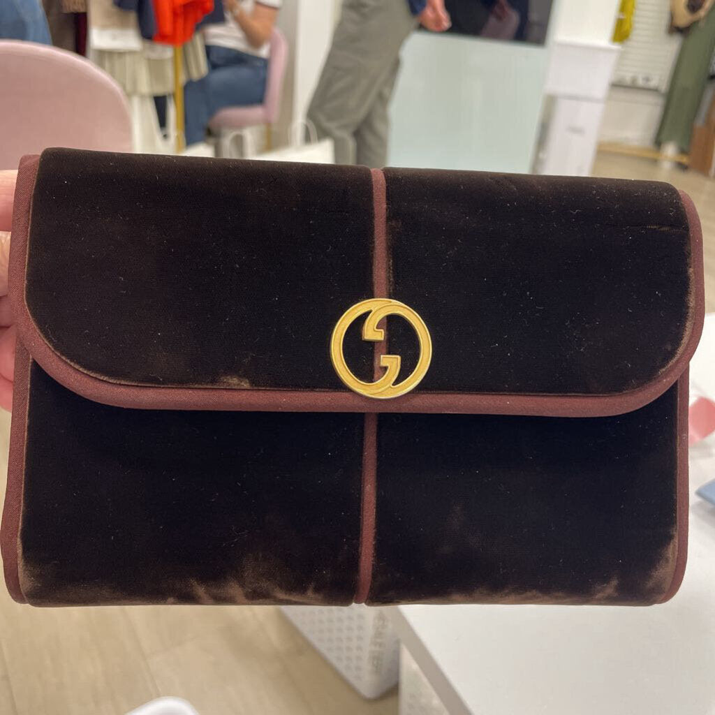 Brown Suede Vintage Clutch