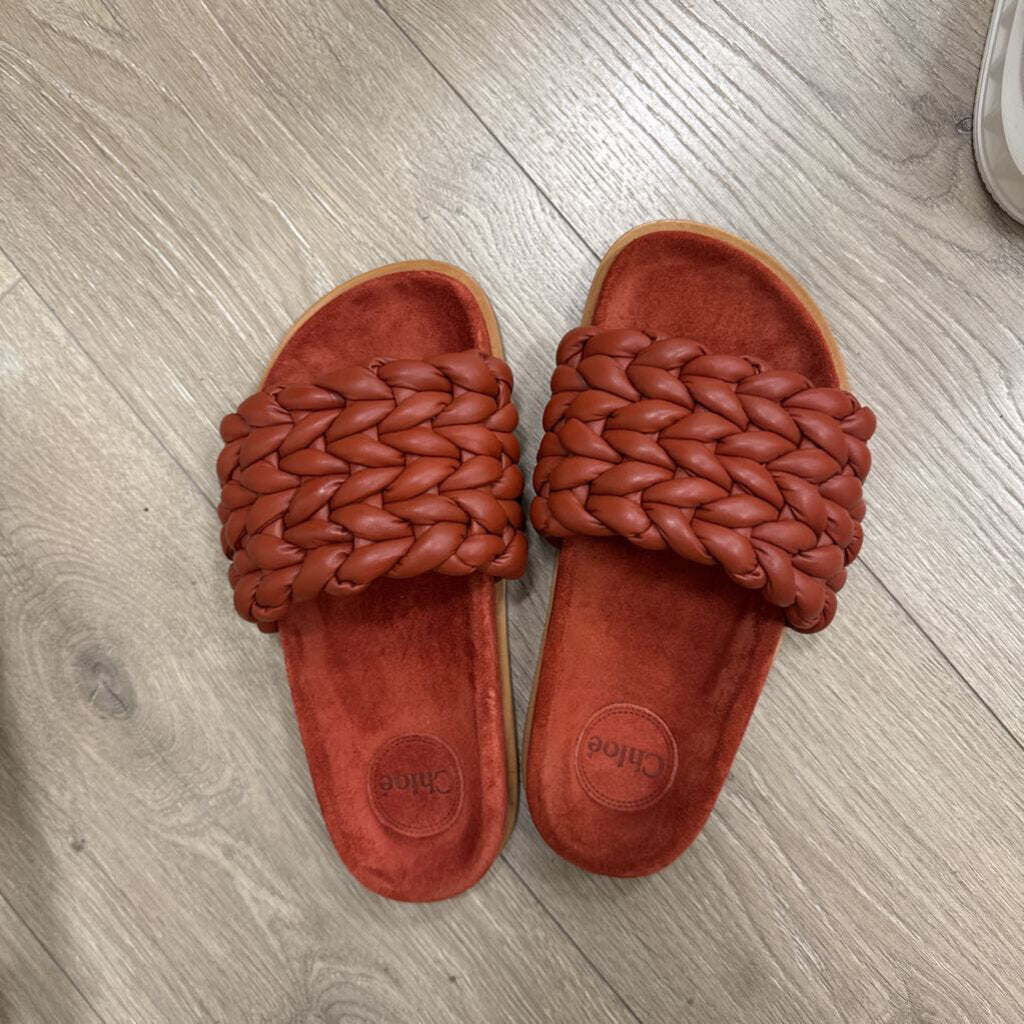 Red Braided Leather Slide