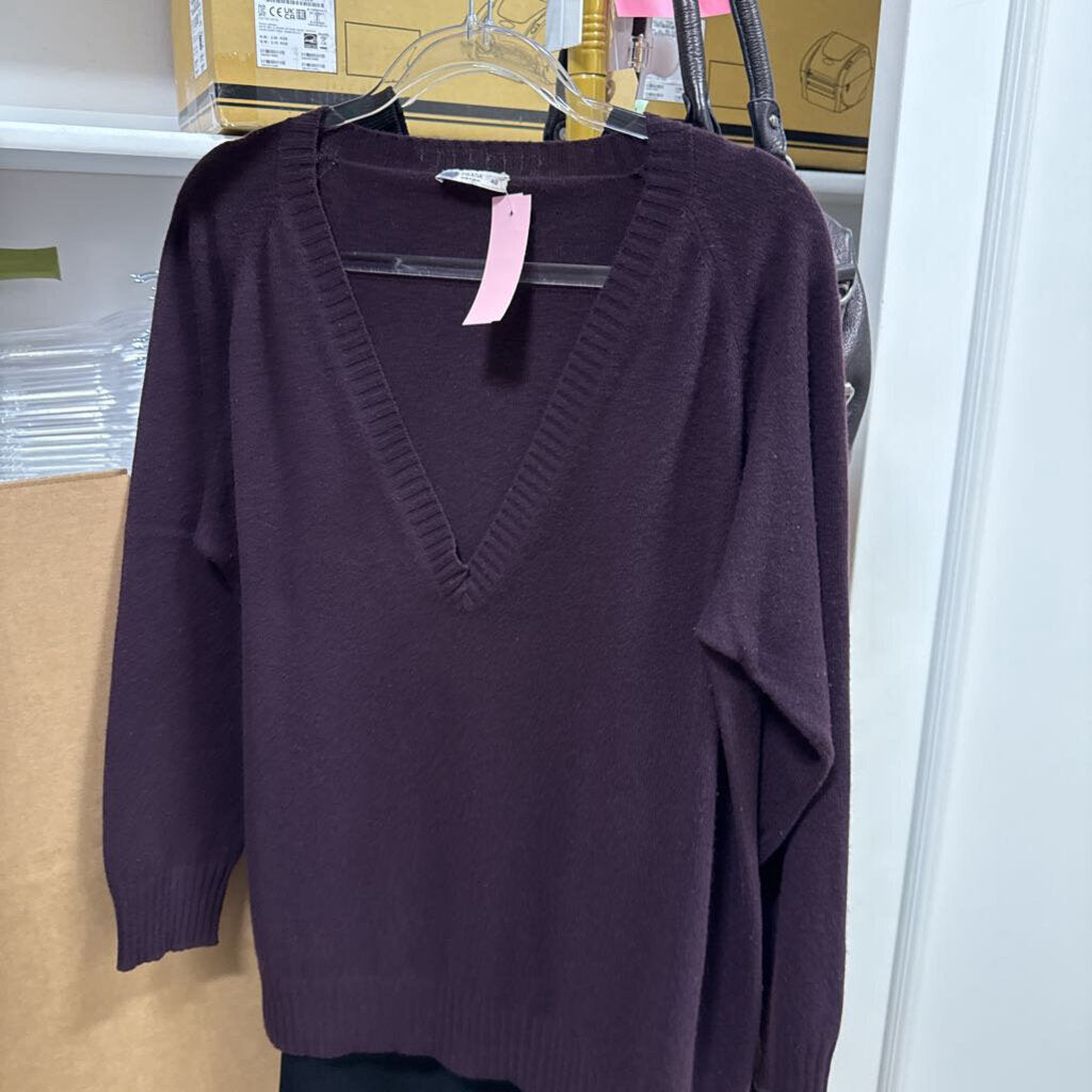 Purple Cashmere V Neck Sweater