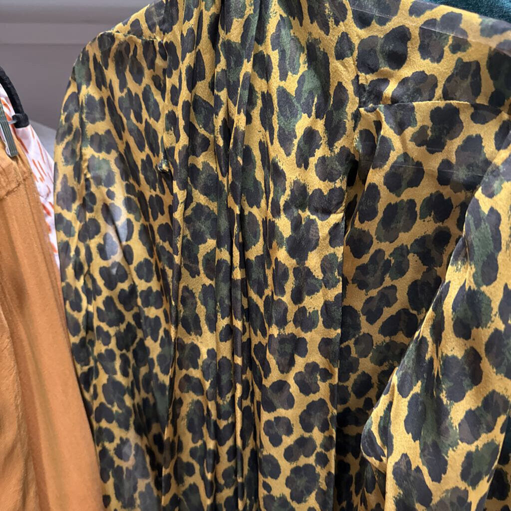 2025 Leopard Silk Sheer Blouse