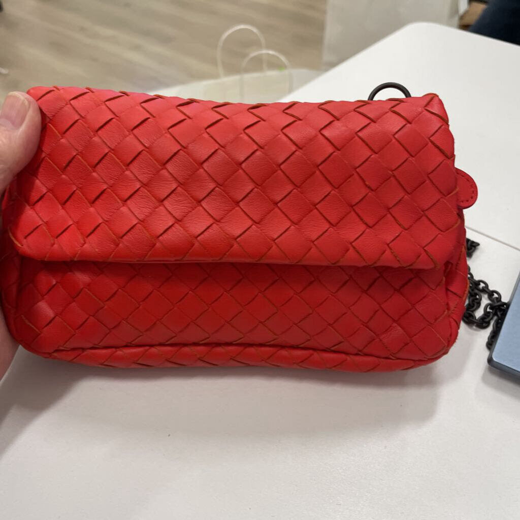 Red Woven Intrecciato Olimpia Shoulder Bag