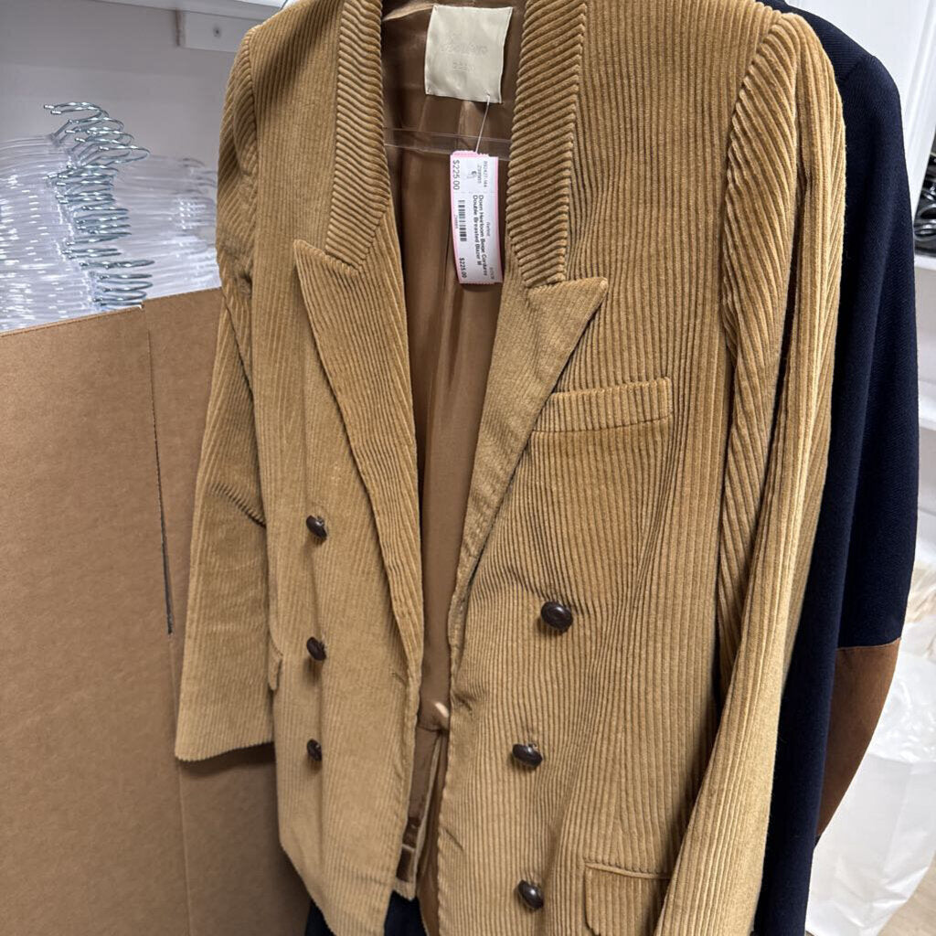 Beige Corduroy Double Breasted Blazer