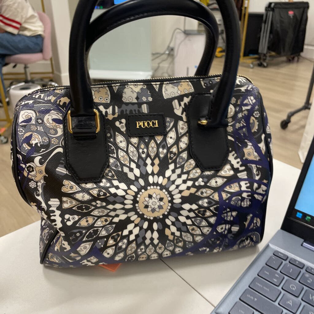 Blue/Black Barrel Handbag