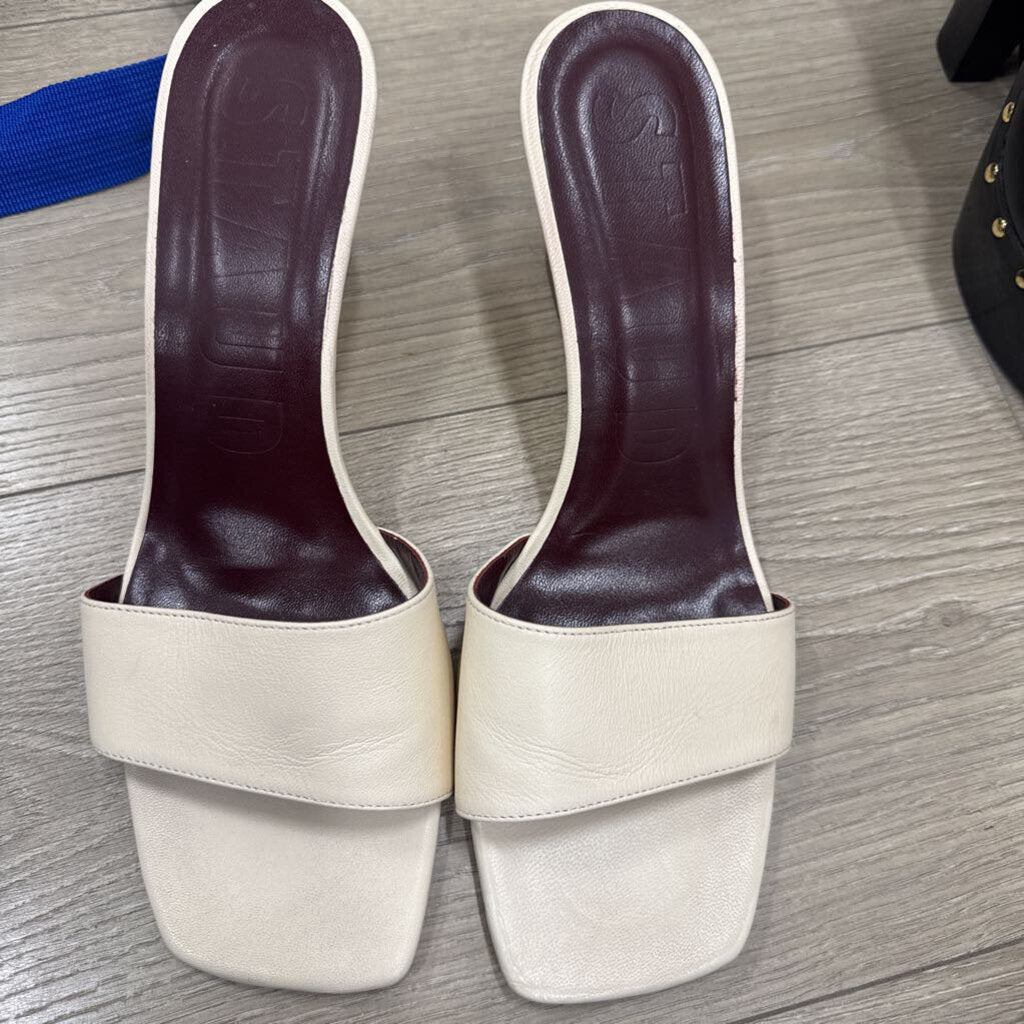 Beige Leather Heeled Sandal