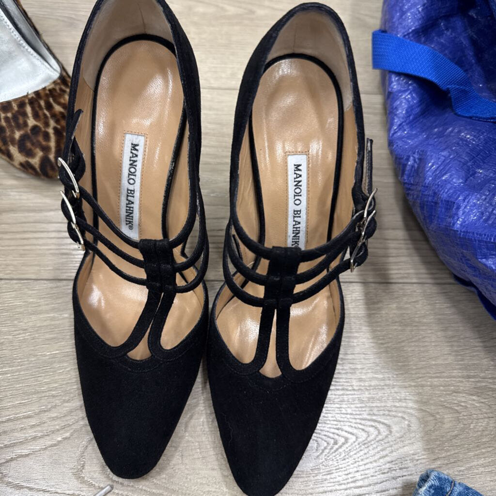 Black Suede Strap Pump