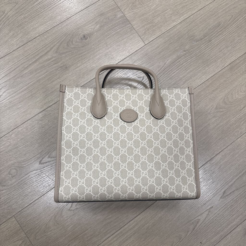 Beige GG Supreme Top Handle Bag