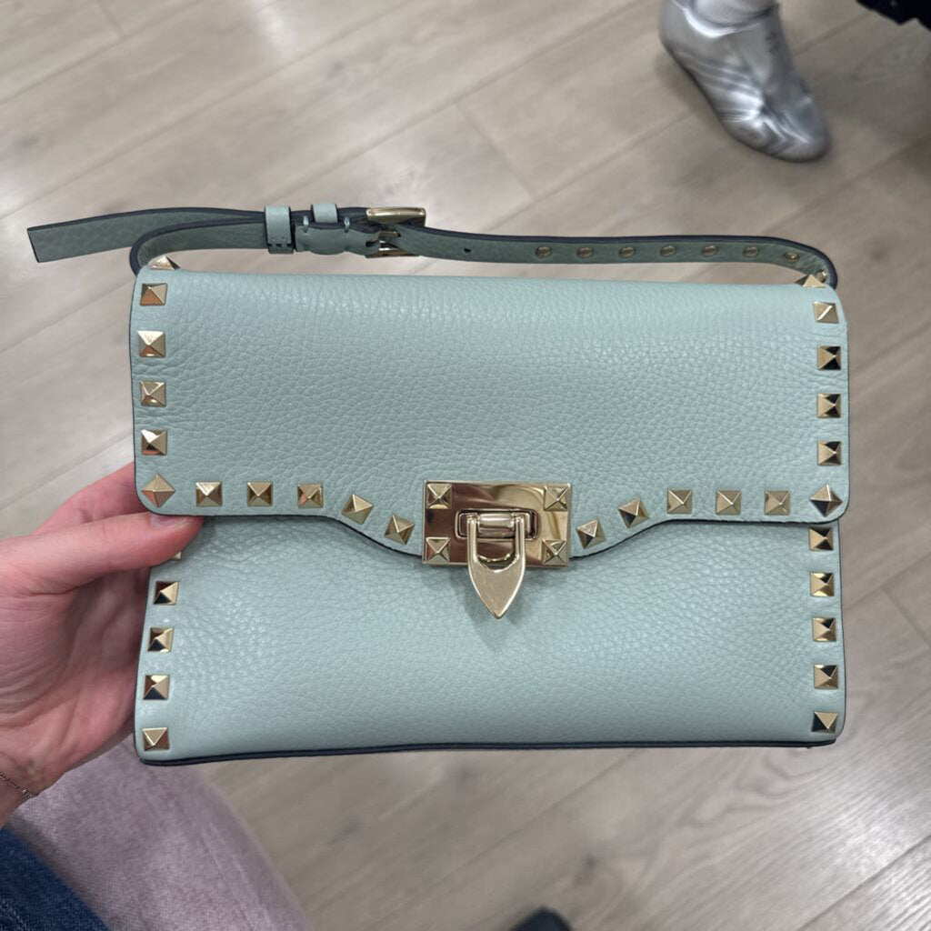 Green Rockstud Crossbody Bag