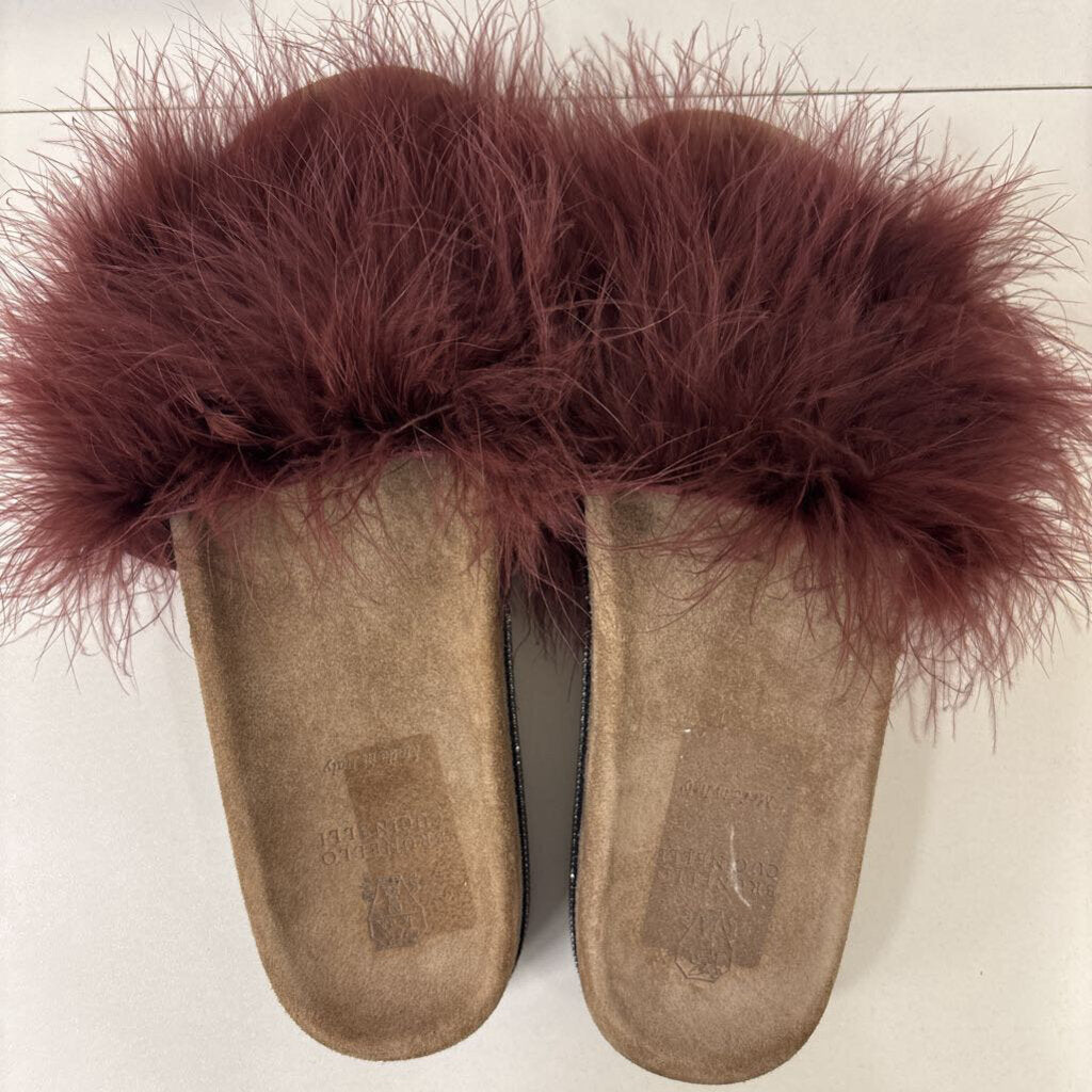 Burgundy Feather Slide