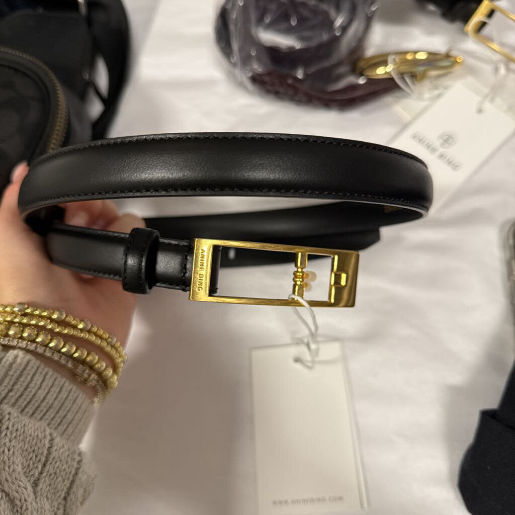 Anine Bing, Black Double Elly Gold Belt, XS/S