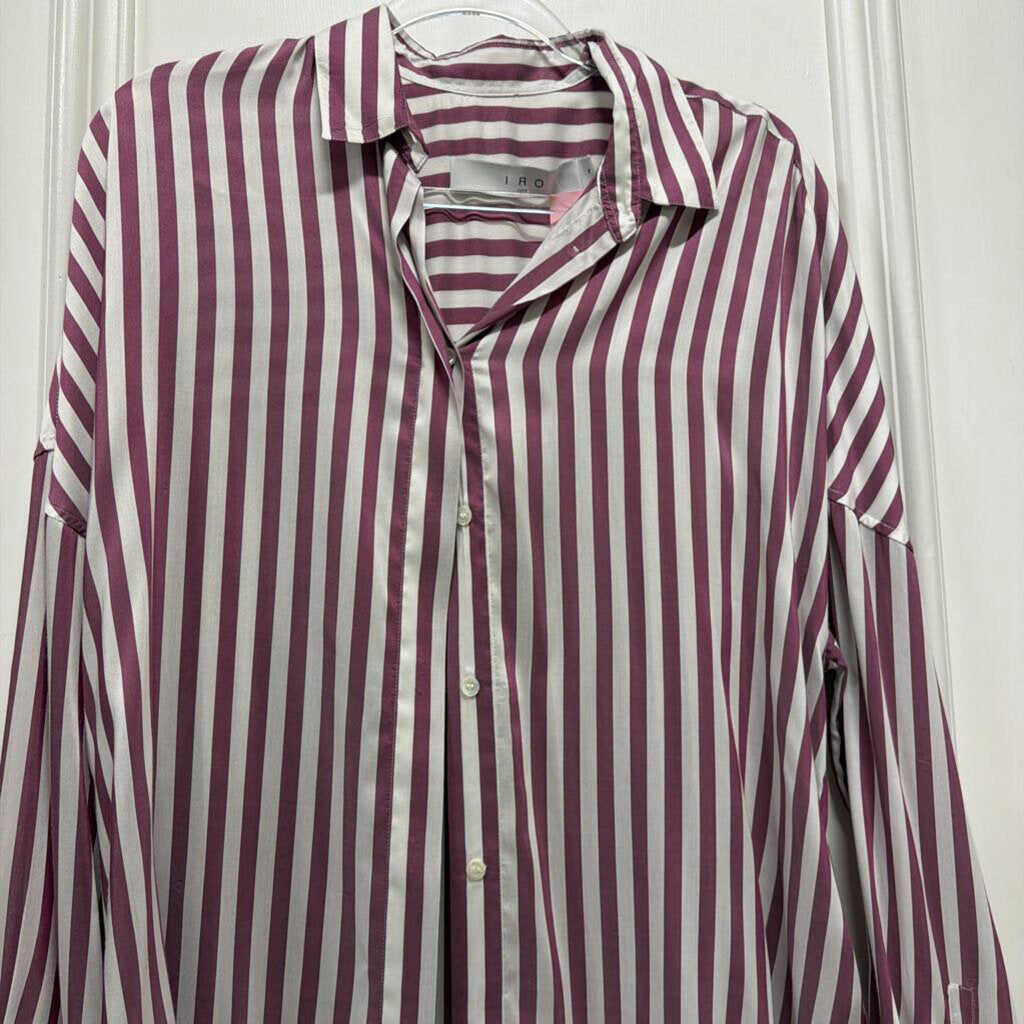 White/Purple Stripe Viscose Blend Shirt